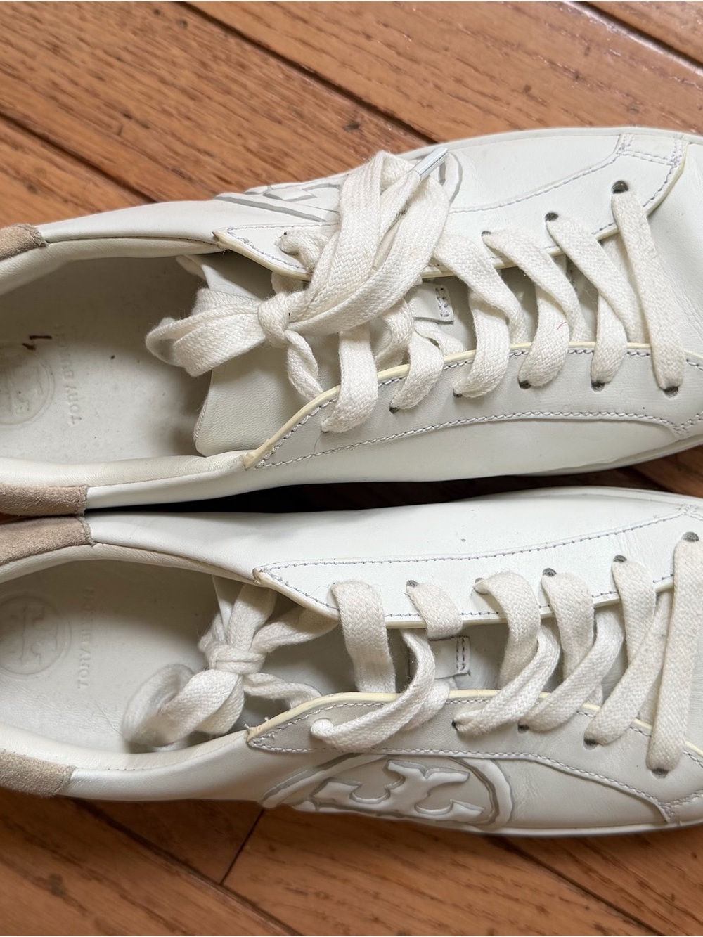 Tory Burch Ivory Leather Low-Top Sneakers - Picture 1 of 7